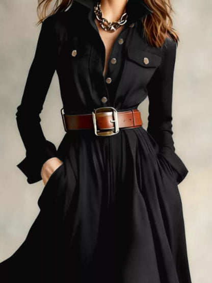 Hazel Blues® |  Button Front Long Sleeve Maxi Dress