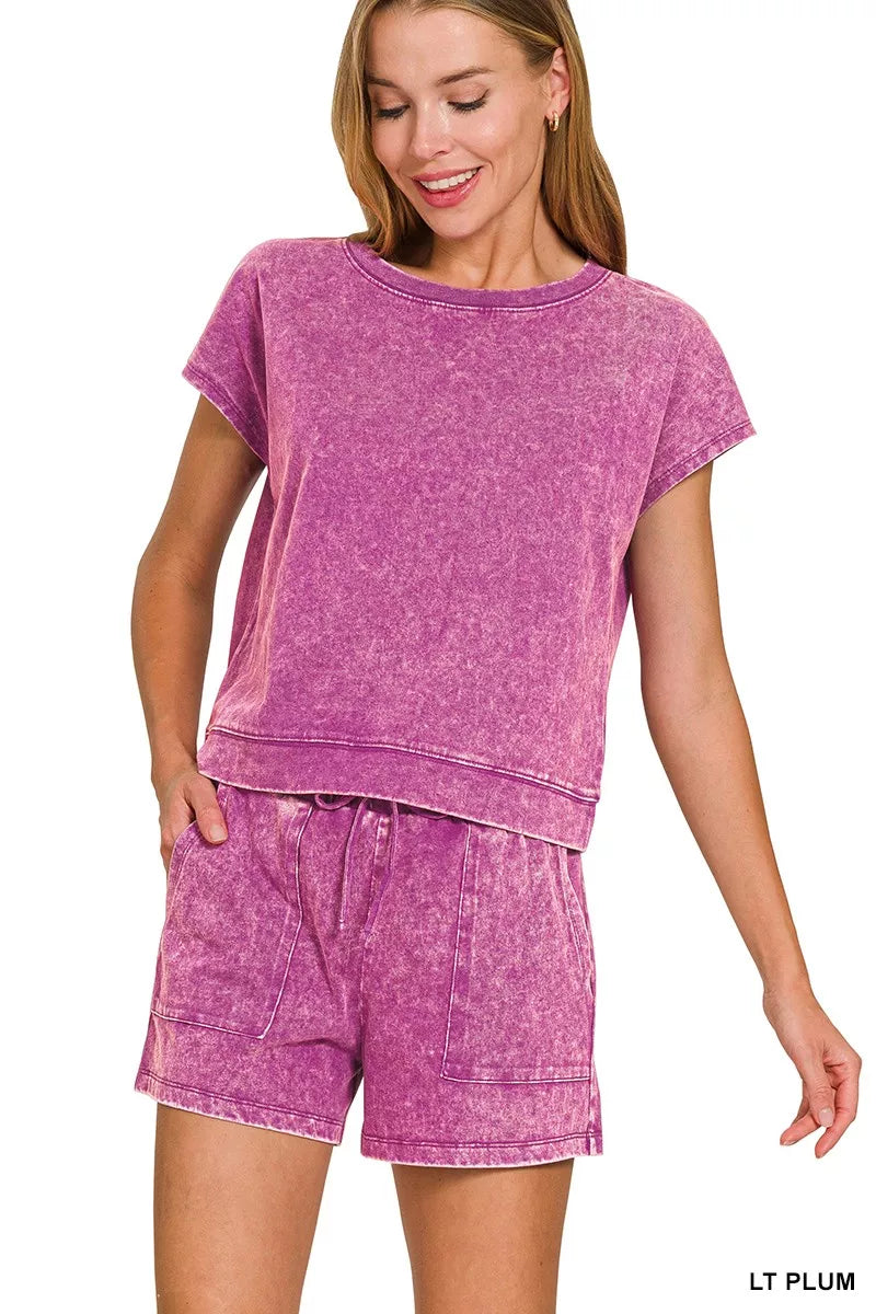 Hazel Blues® |  Zenana Premium Cotton Washed Sleeveless Top & Shorts Set