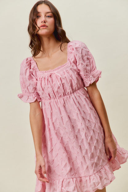 Hazel Blues® |  SO ME Texture Woven Ruching On Bust Mini Dress