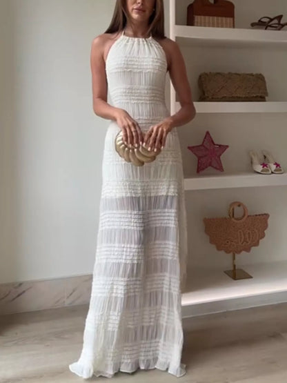 Hazel Blues® |  Ruched Halter Neck Maxi Dress