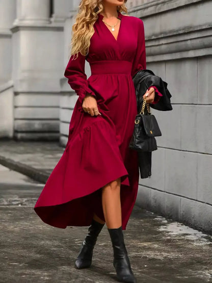 Hazel Blues® |  Surplice Long Sleeve Tiered Midi Dress
