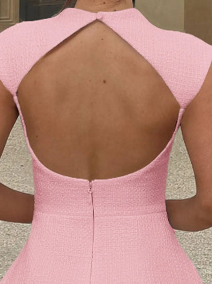 Hazel Blues® |  Cutout Back Round Neck Cap Sleeve Mini Dress