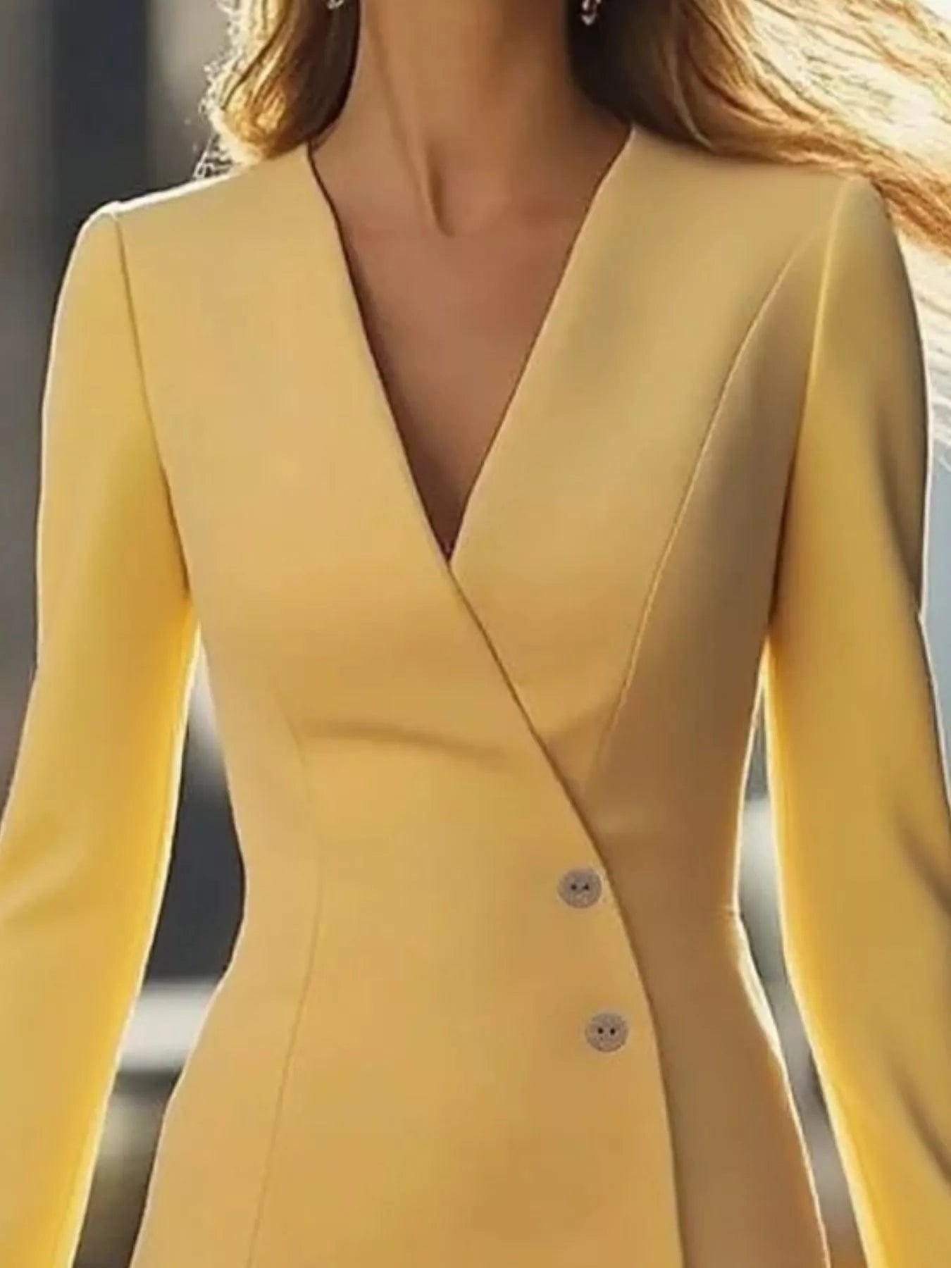 Hazel Blues® |  Long Sleeve Blazer Dress with Button Detail