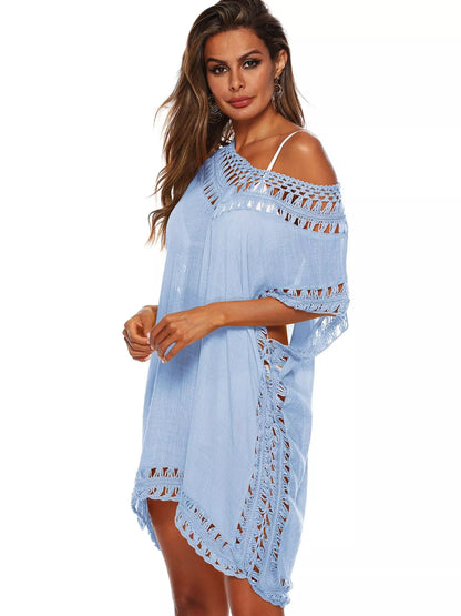 Hazel Blues® | Crochet Trim V-Neck Cover-Up Dress