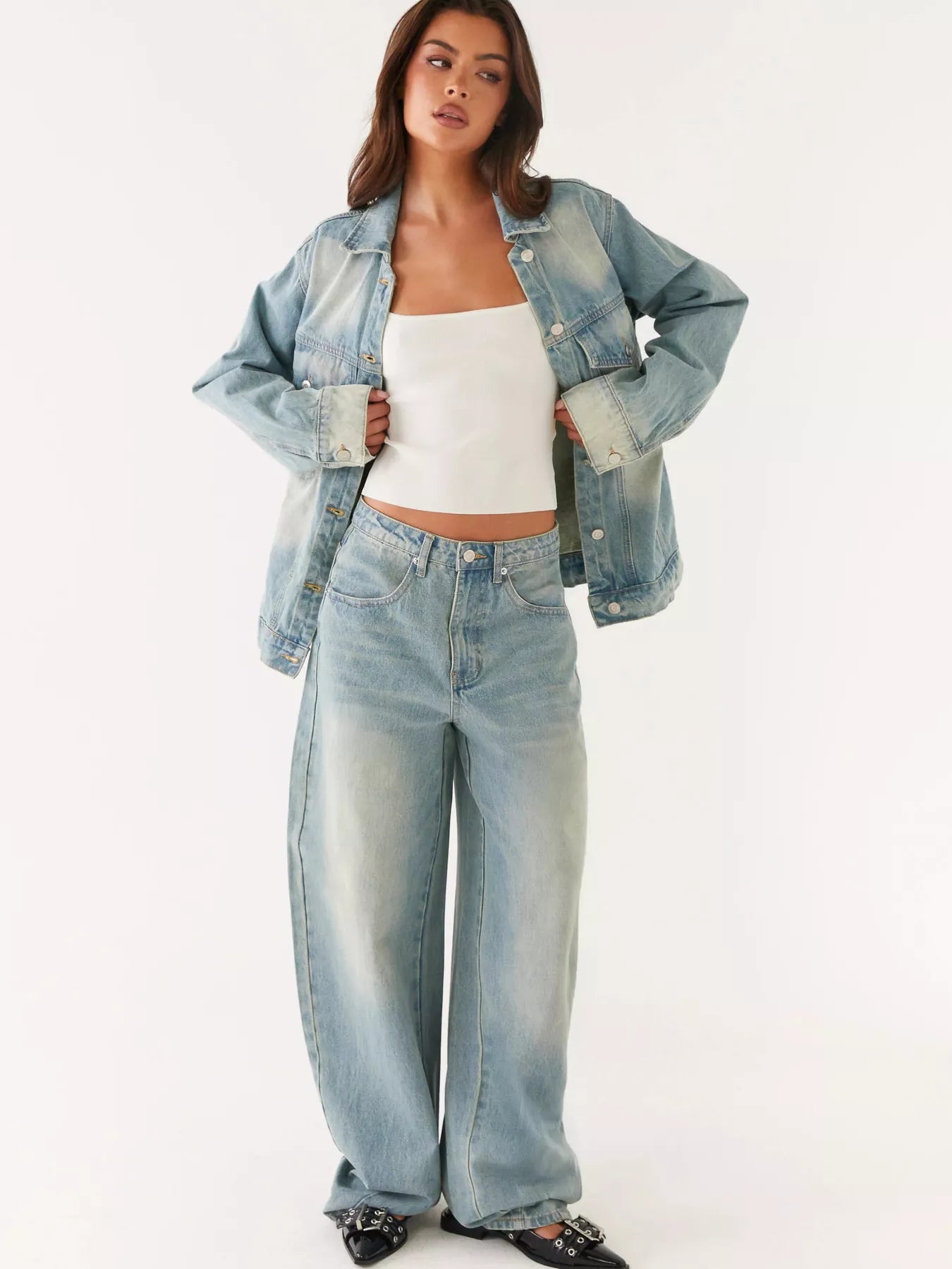 Hazel Blues® |  Button Up Denim Jacket and Jeans Set