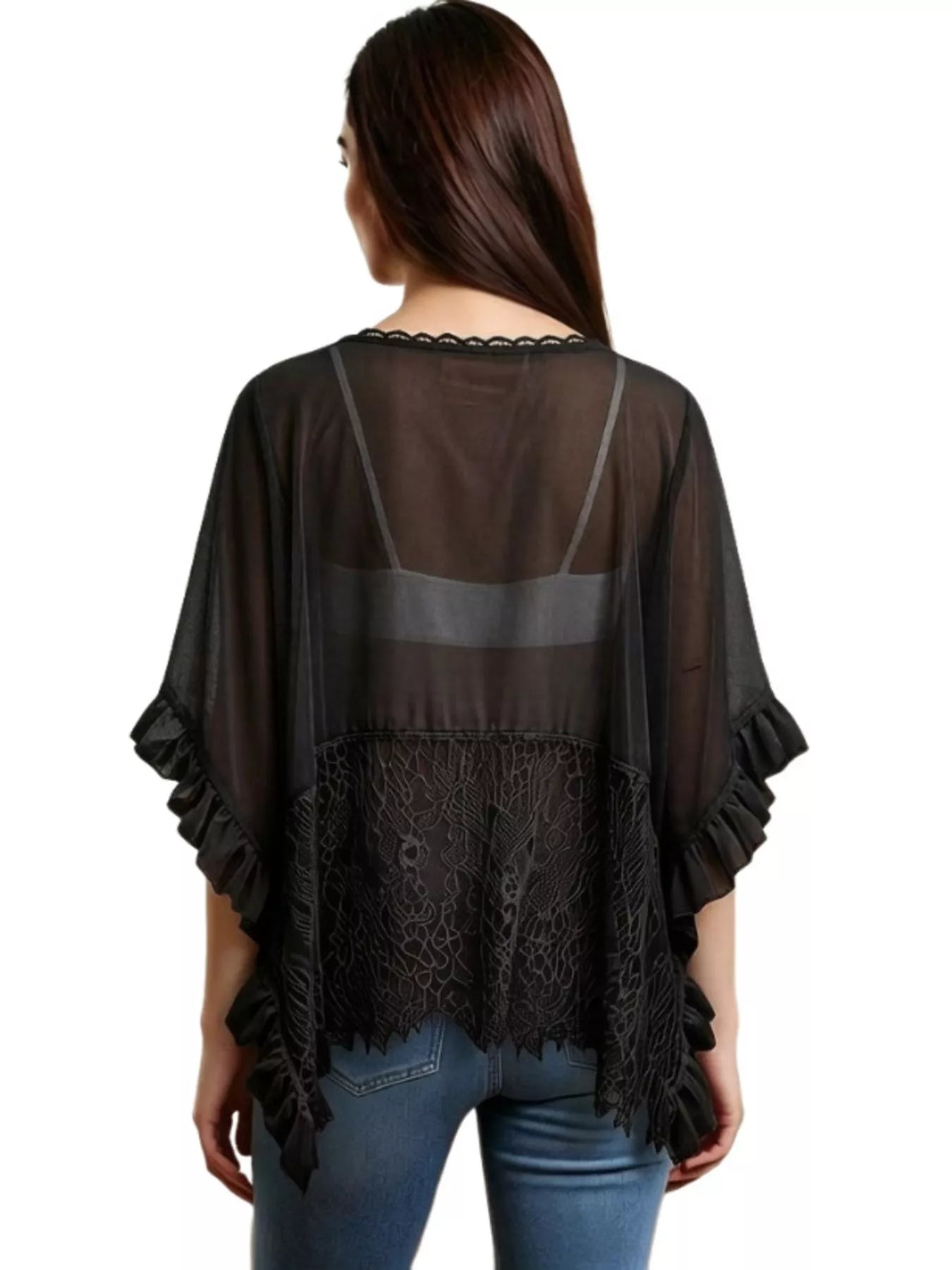 Hazel Blues® | Lace Trim Flowy Cover-Up