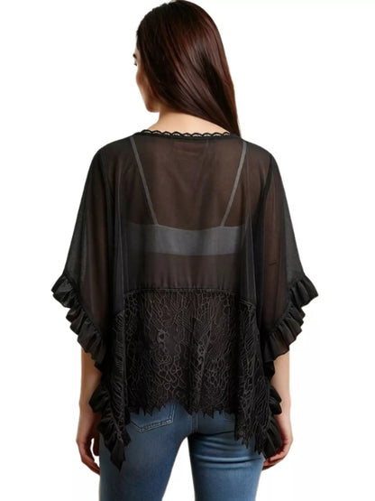 Hazel Blues® | Lace Trim Flowy Cover-Up