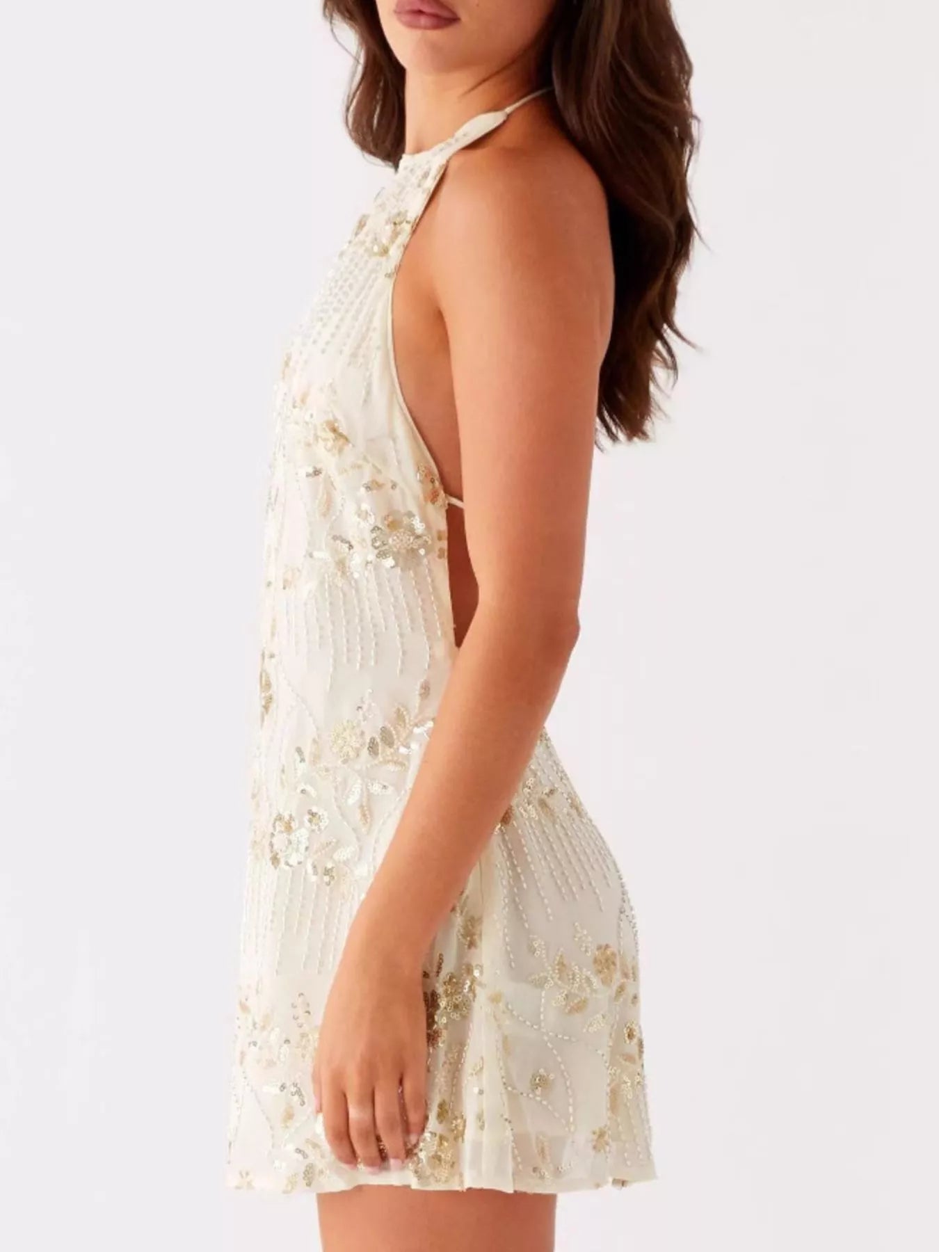 Hazel Blues® |  Sequin Beaded Halter Neck Dress