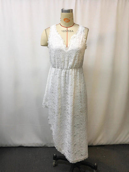 Hazel Blues® | Asymmetrical Hem Sleeveless Lace Dress