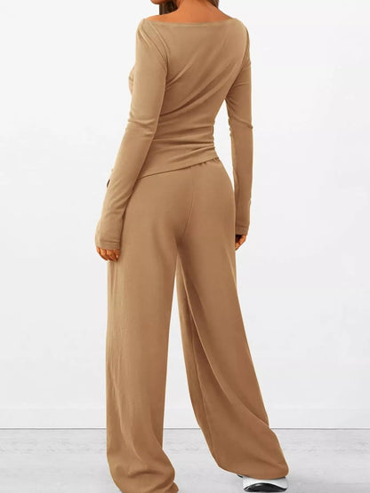 Hazel Blues® |  Long Sleeve Top and Wide Leg Pants Set