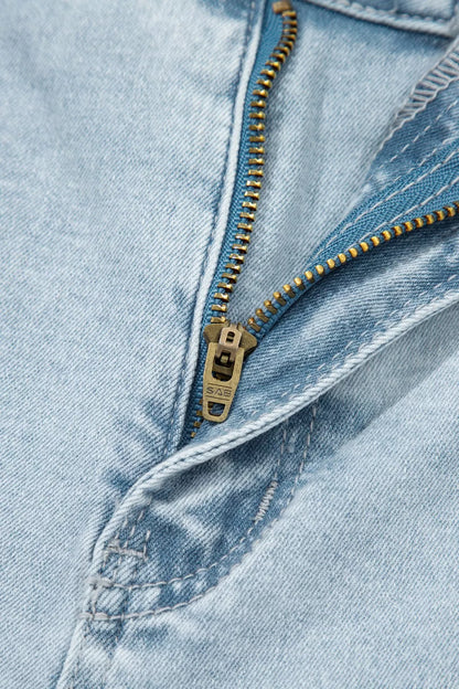 Hazel Blues® |  Light Wash Utility Pocket Straight Leg Jeans
