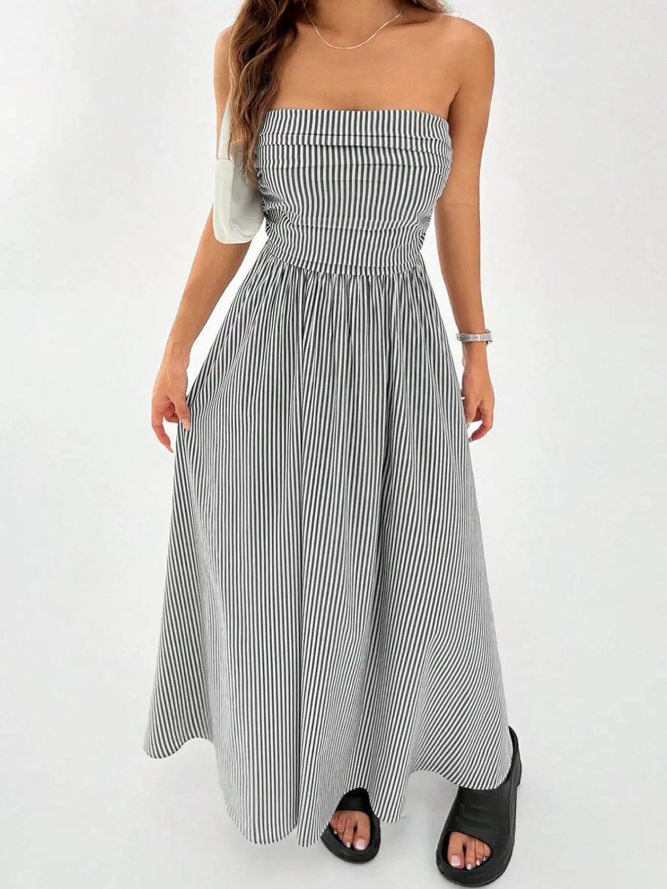 Hazel Blues® |  Striped Strapless Casual Maxi Dress