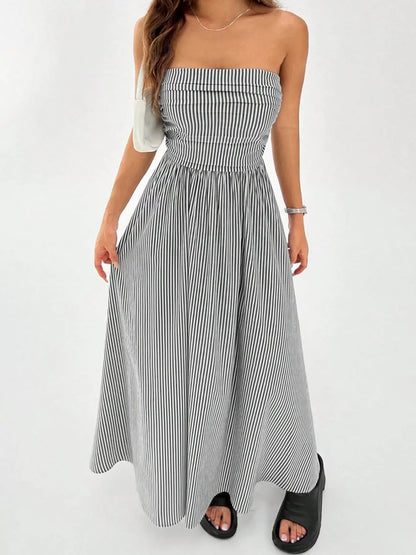 Hazel Blues® |  Striped Strapless Casual Maxi Dress