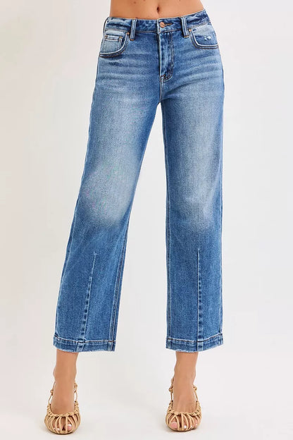 Hazel Blues® |  RISEN High Rise Crop Boyfriend Tapered Jeans