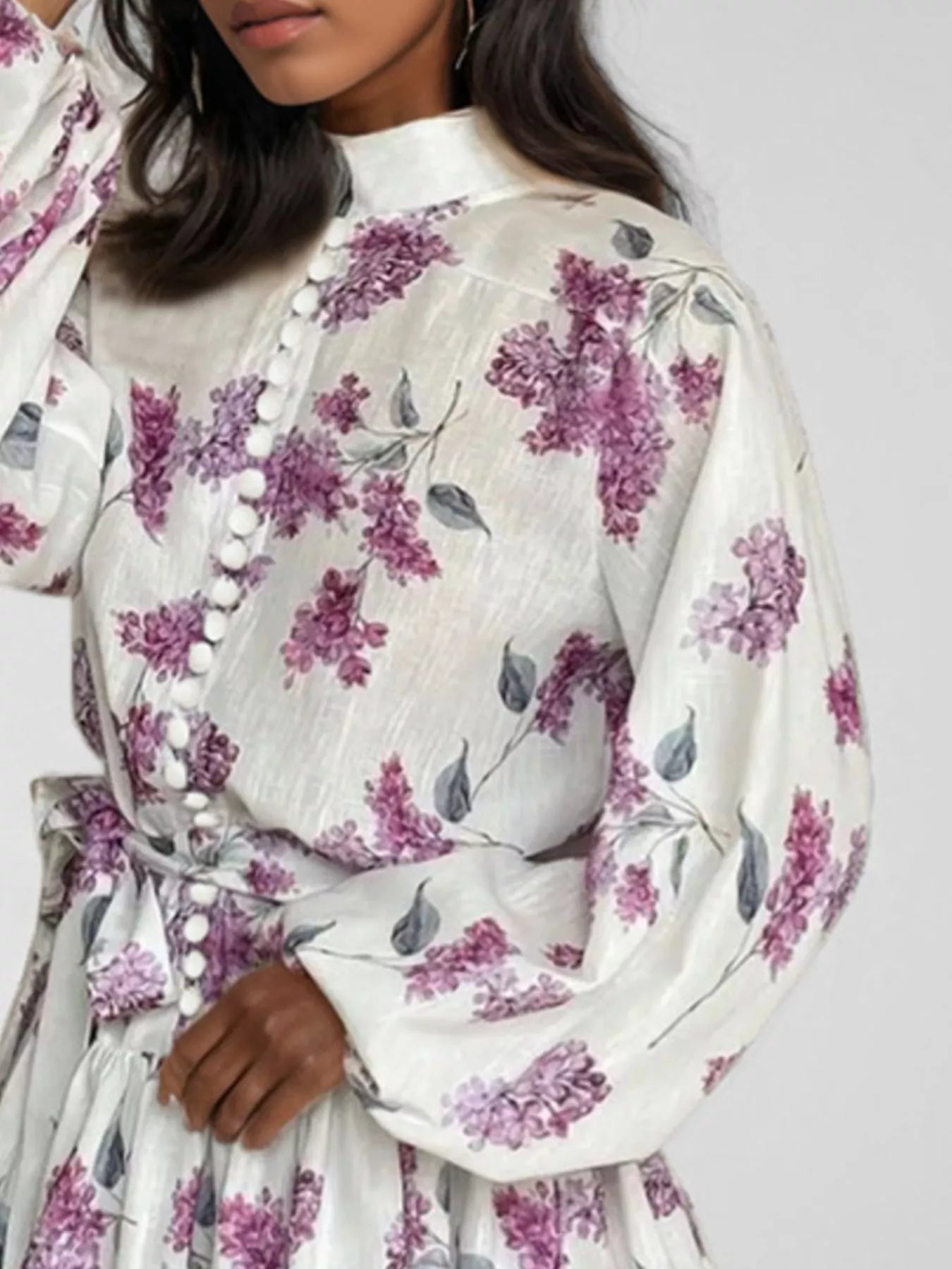 Hazel Blues® | Floral Print Tie Waist Mini Dress