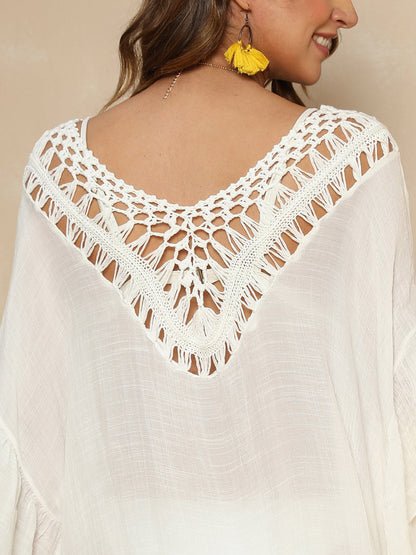Hazel Blues® | Cutout Ruffled Half Sleeve Cover-Up