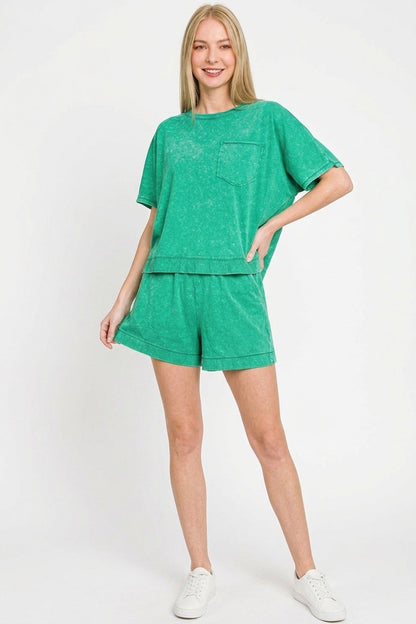 Hazel Blues® |  Zenana Acid Washed Oversized Top & Shorts Set