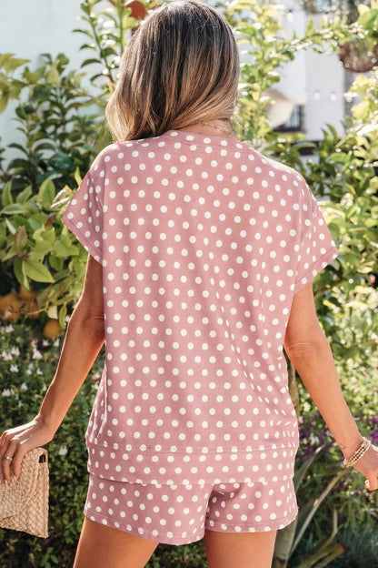Hazel Blues® |  Polka Dot Print Tee and Shorts Set