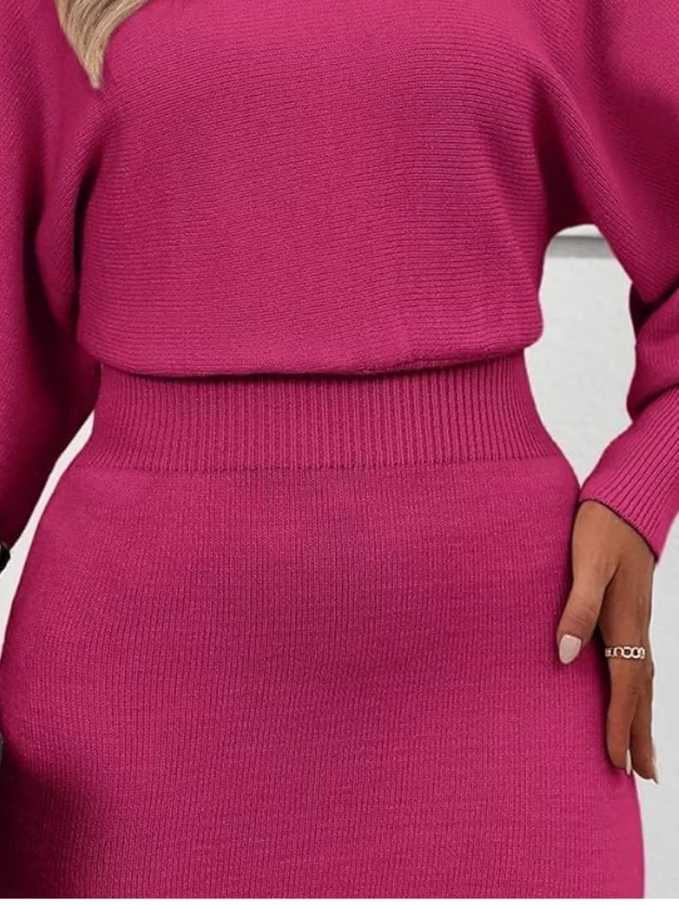 Hazel Blues® |  Lantern Sleeve Bodycon Sweater Dress