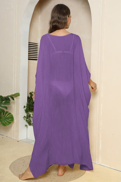 Hazel Blues® | V-Neck Three-Quarter Sleeve Cover-Up