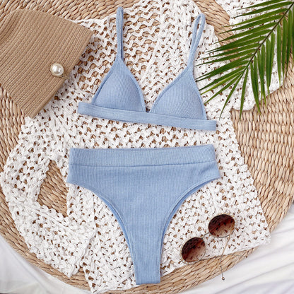 Hazel Blues® | Spaghetti Strap Ribbed Bikini Set