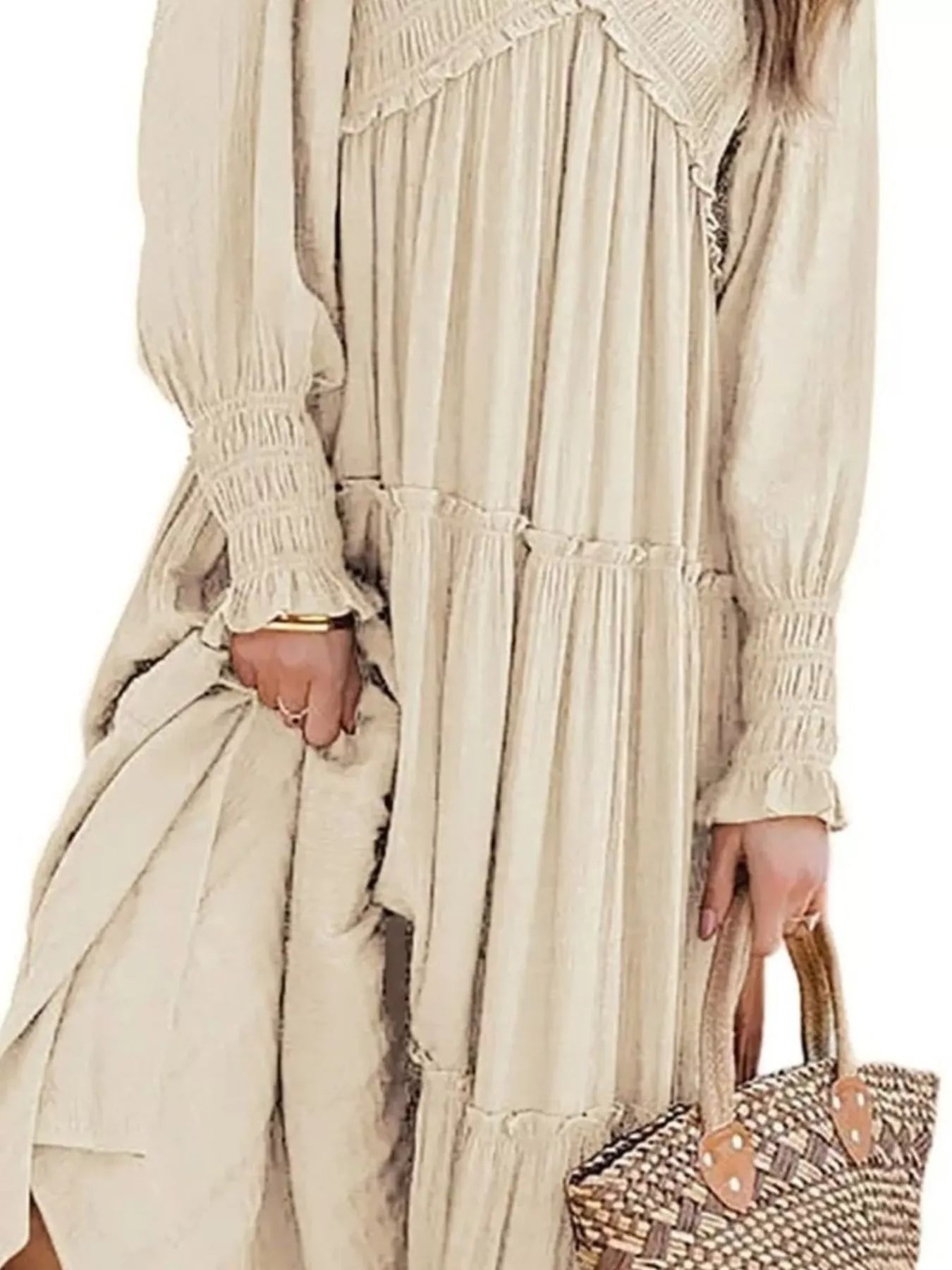 Hazel Blues® |  V-Neck Long Sleeve Tiered Maxi Dress