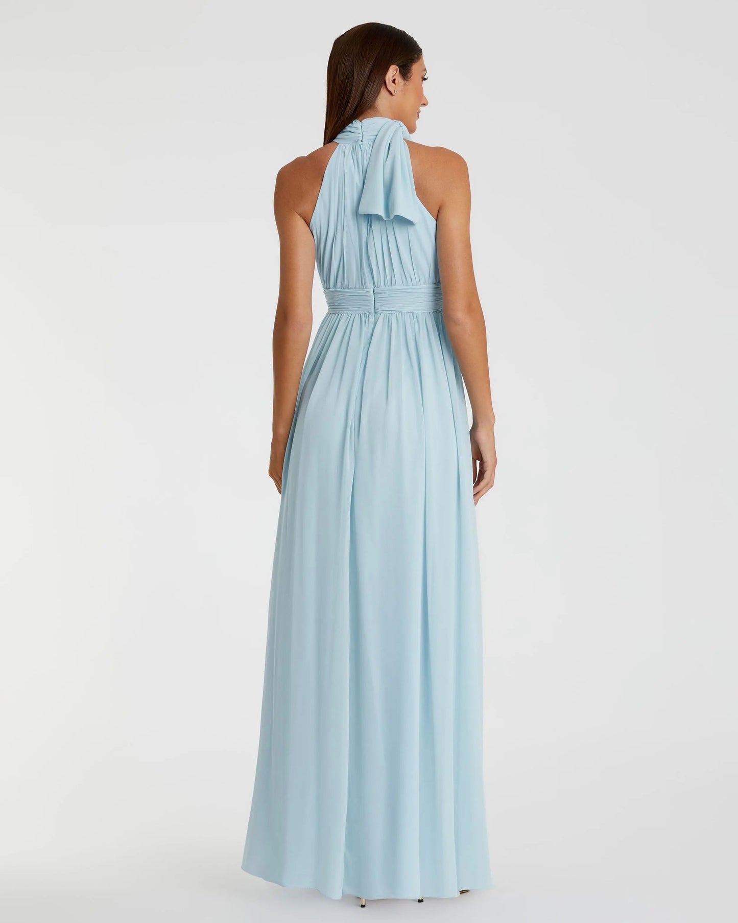 Powder Blue High Neck Chiffon Gown