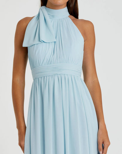 Powder Blue High Neck Chiffon Gown