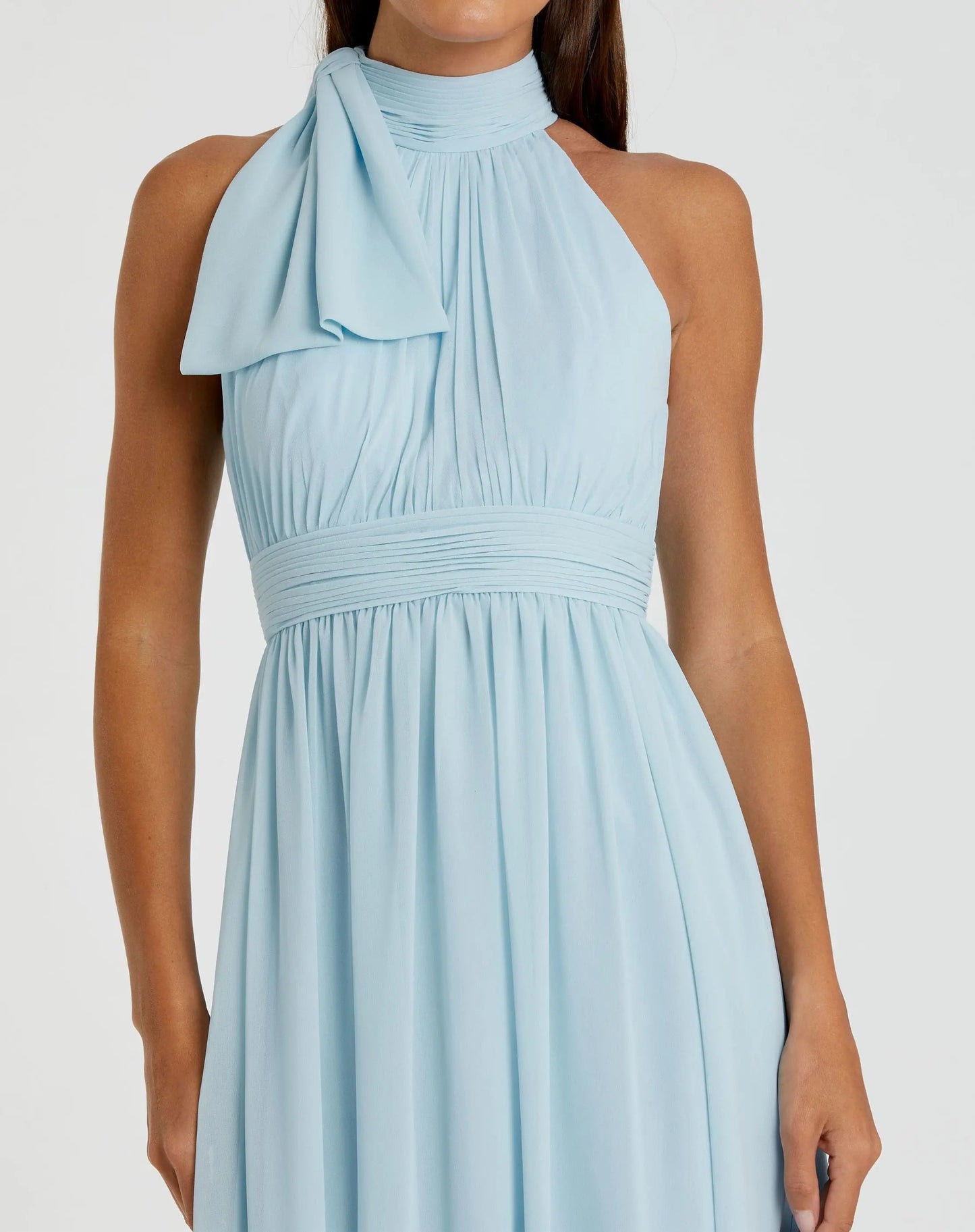 Powder Blue High Neck Chiffon Gown