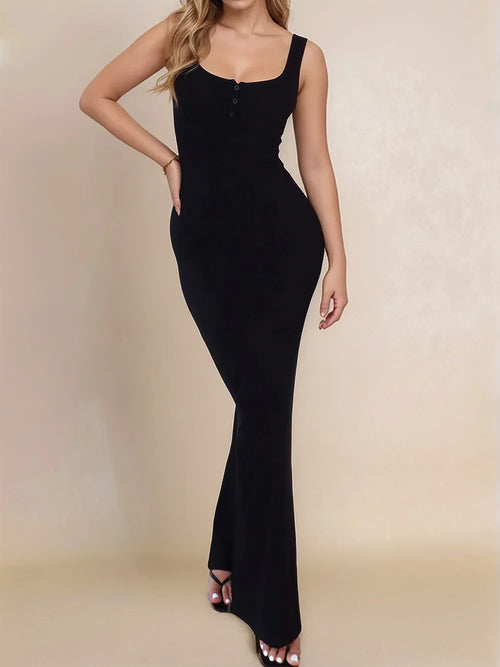 Hazel Blues® |  Devine Side Slit Wide Strap Maxi Dress