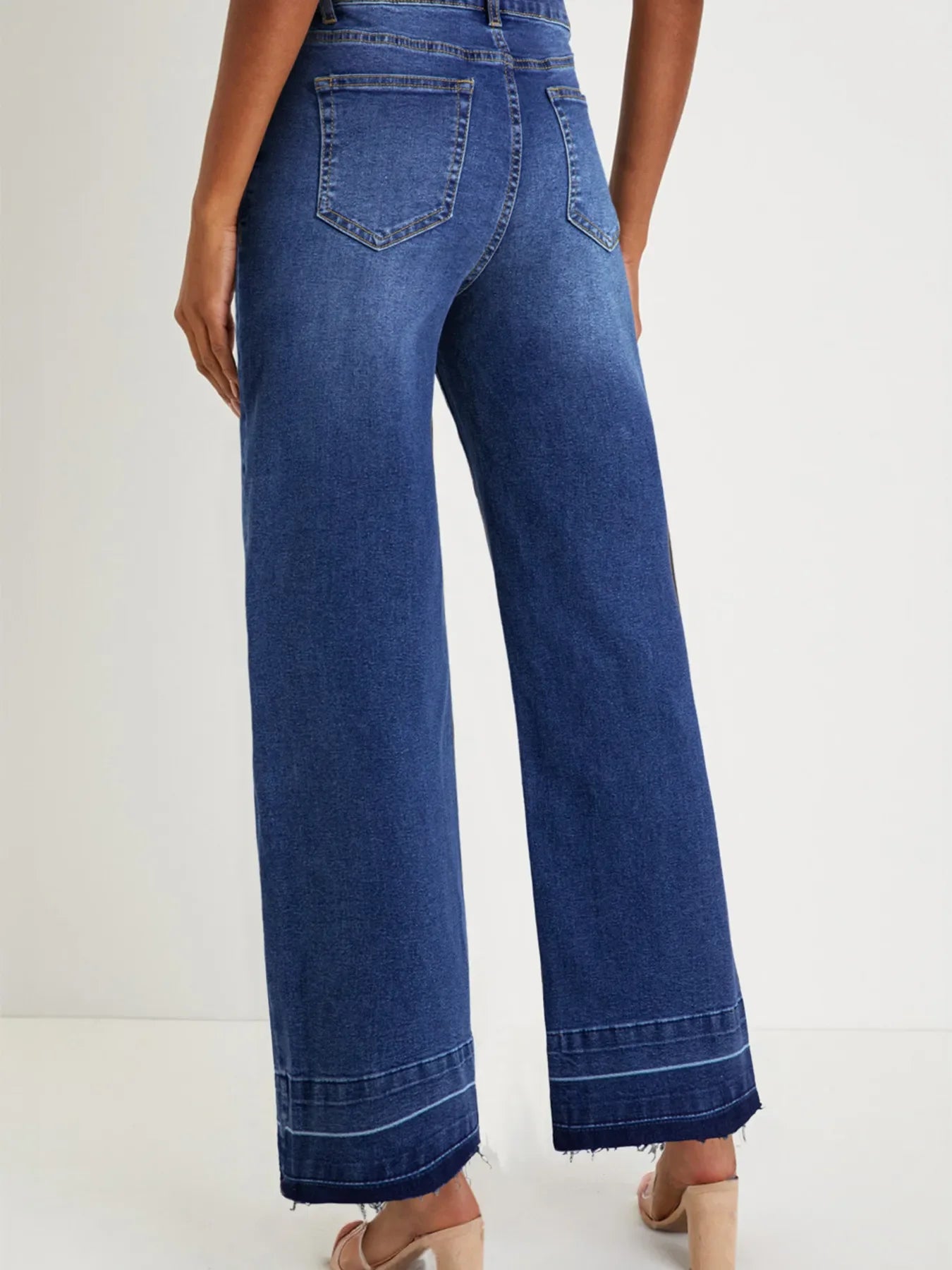 Hazel Blues® |  Raw Hem Unique Cuffs Straight High Rise Loose Jeans
