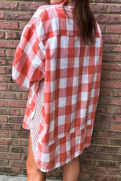 Hazel Blues® |  Oversized Plaid Button-Down Shirt Dress
