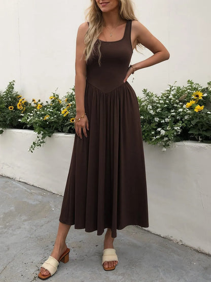 Hazel Blues® |  Sleeveless Midi Dress with Gathered Waist