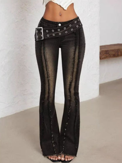 Hazel Blues® |  Belted High Waist Flare Jeans