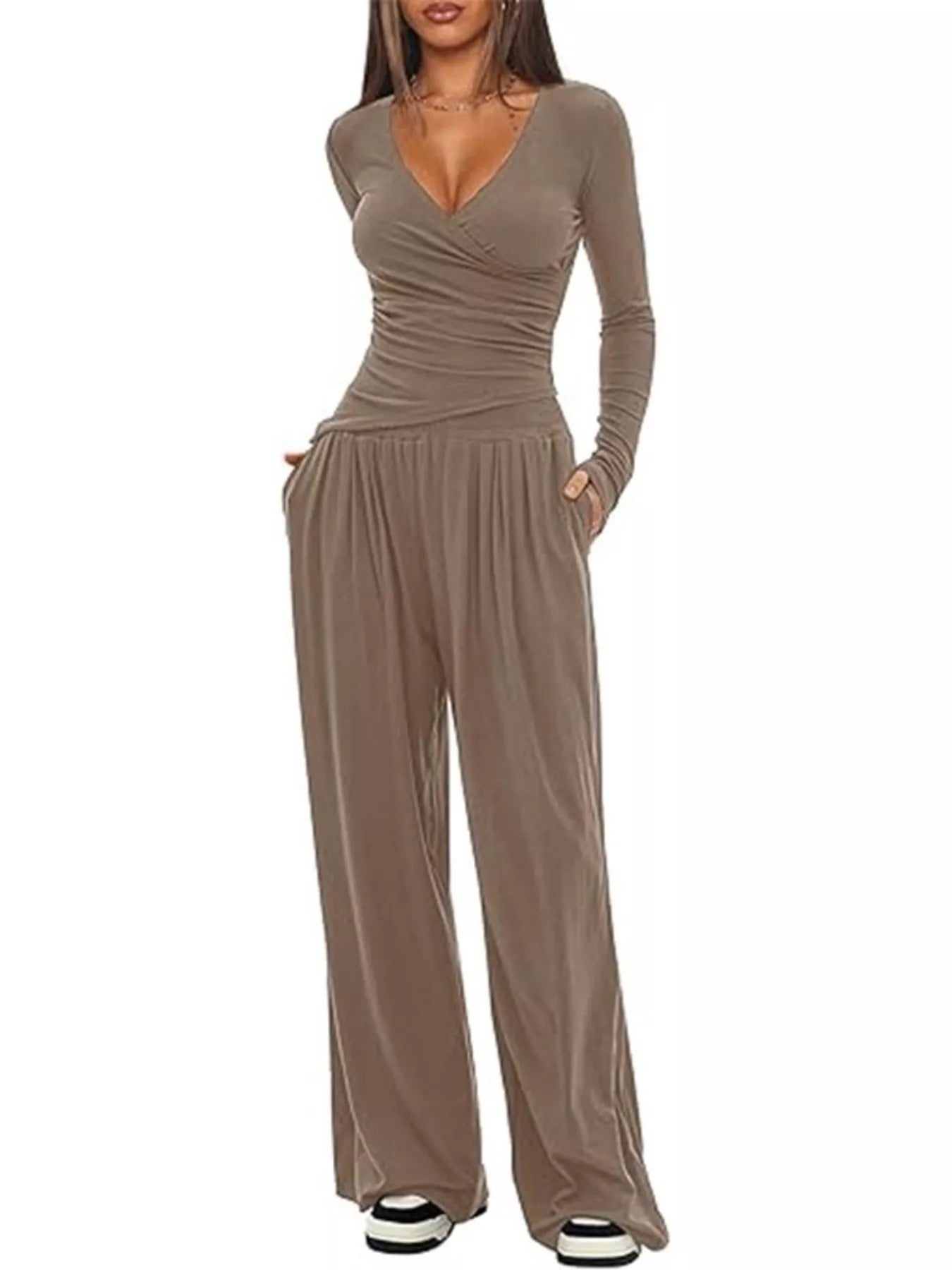 Hazel Blues® |  Casual Long Sleeve Top and Wide Leg Pants Set