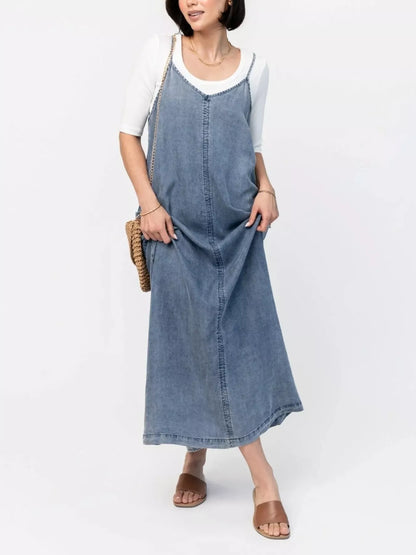 Hazel Blues® |  Casual Washed Denim Cami Maxi Dress