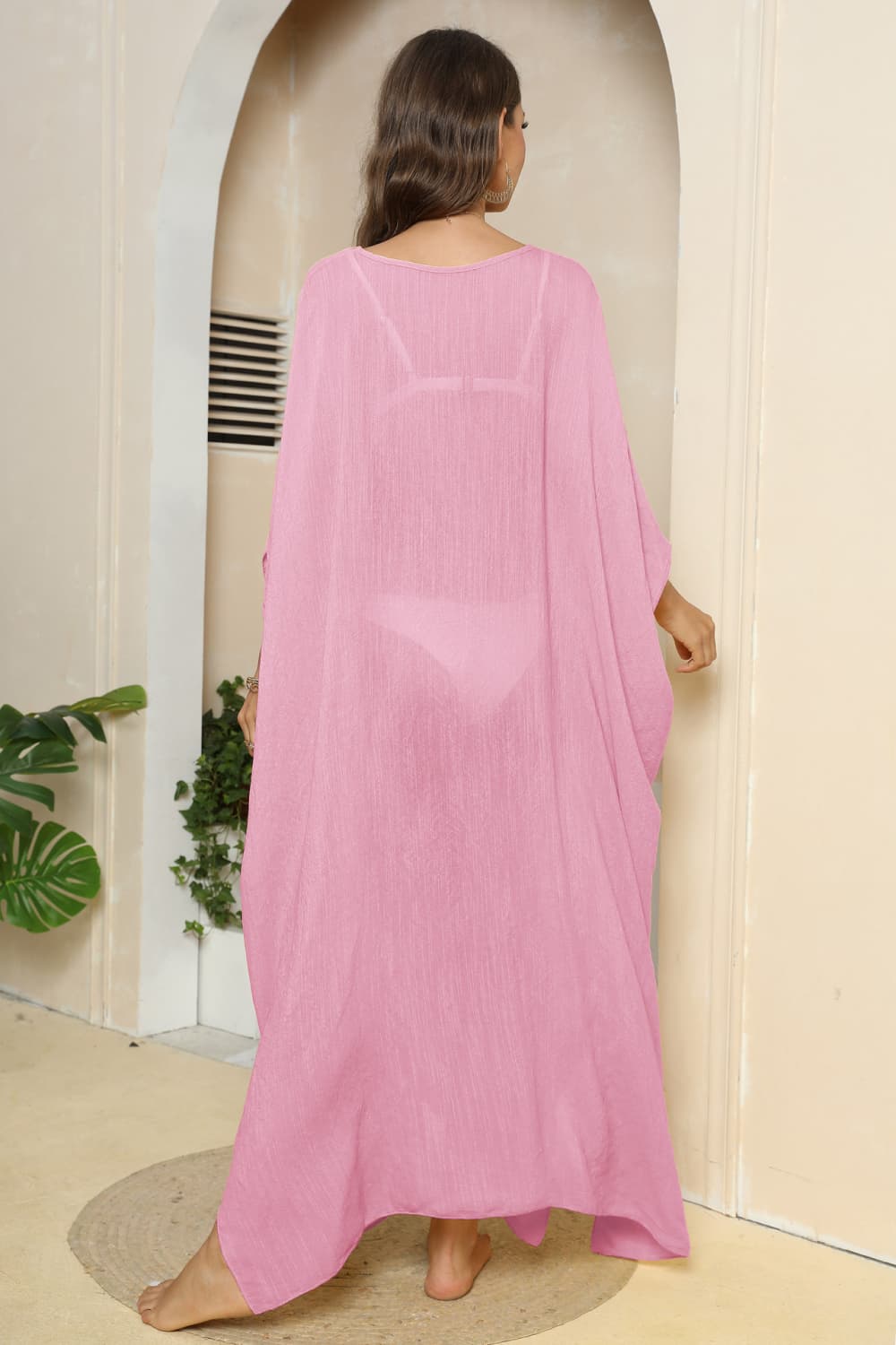Hazel Blues® | V-Neck Three-Quarter Sleeve Cover-Up