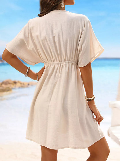 Hazel Blues® | Lace Trim V-Neck Cover-Up Dress