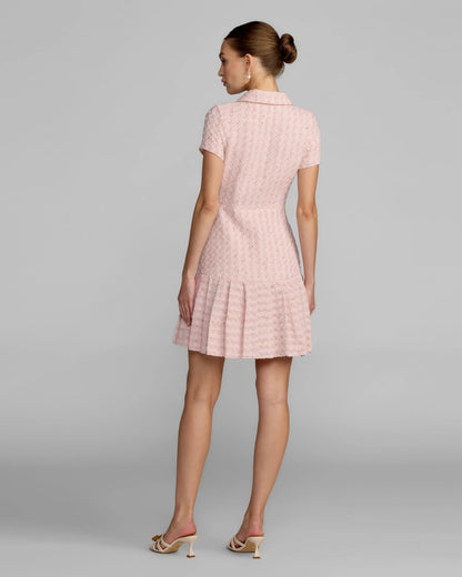 Pink Boucle Button Front Mini Dress