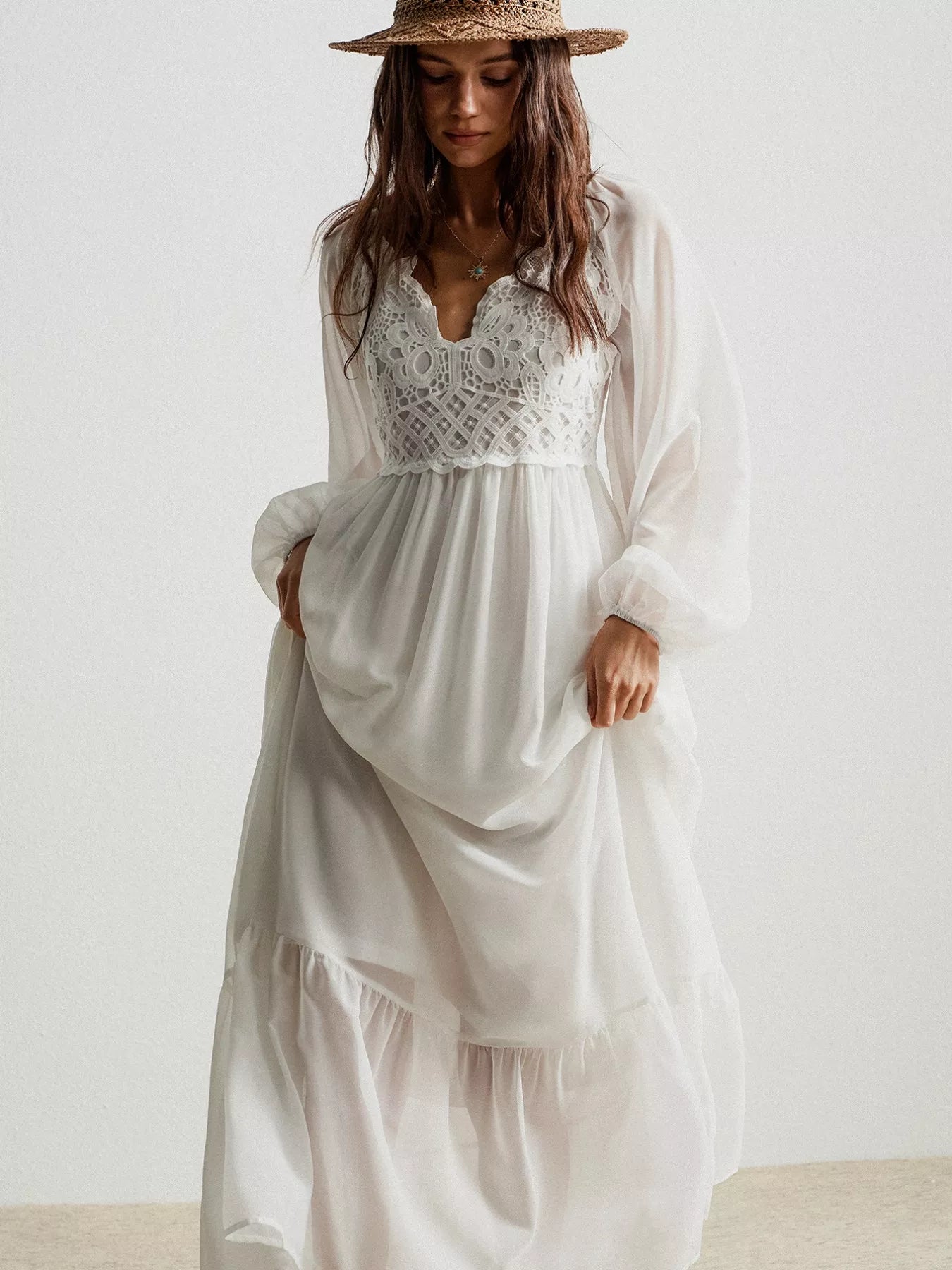 Hazel Blues® |  Boho Chic Crochet Lace Maxi Dress