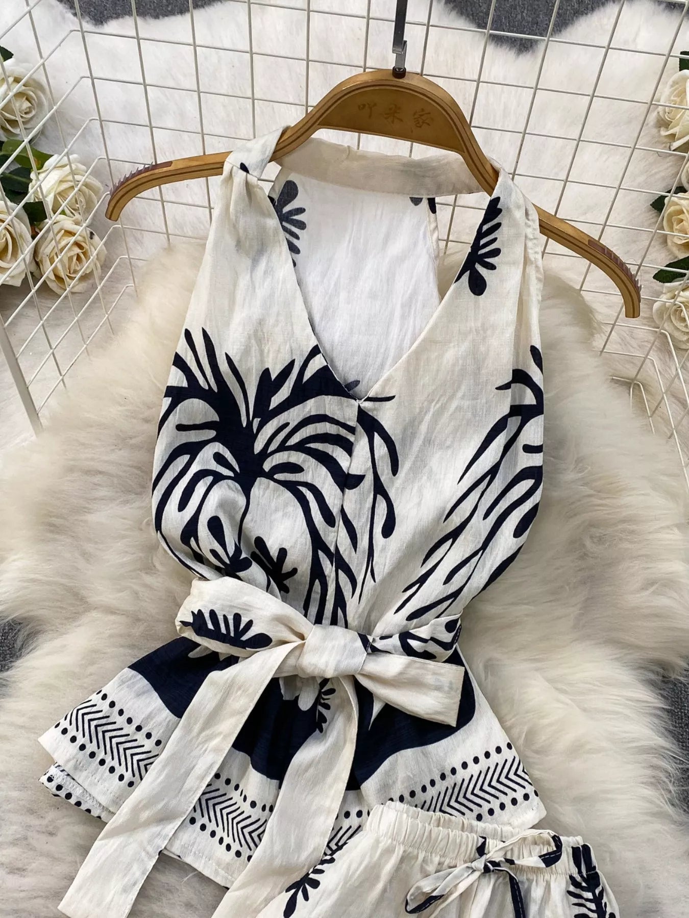 Hazel Blues® |  Printed Sleeveless Top and Wide Leg Pants Set