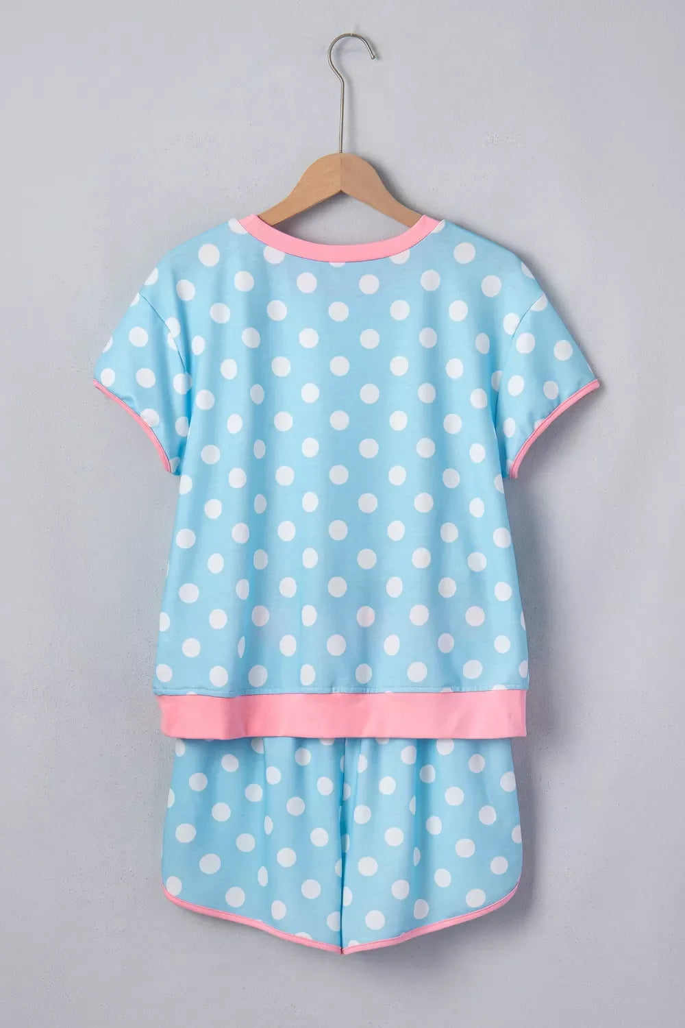 Hazel Blues® |  Polka Dot Contrast Trim Top and Drawstring Shorts Set