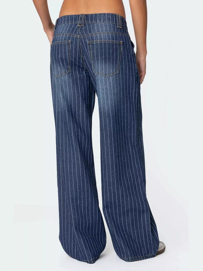 Hazel Blues® |  Striped Wide Leg Jeans