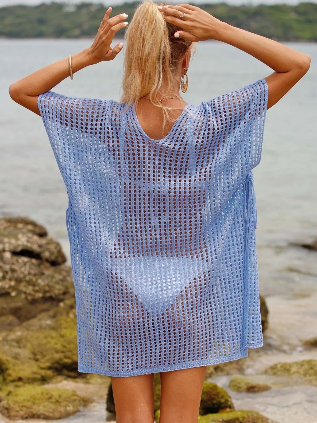 Hazel Blues® | Openwork V-Neck Slit Cover-Up