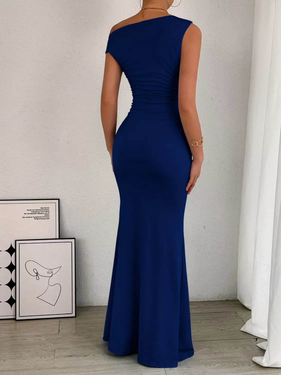 Hazel Blues® |  One-Shoulder Ruched Bodycon Maxi Dress