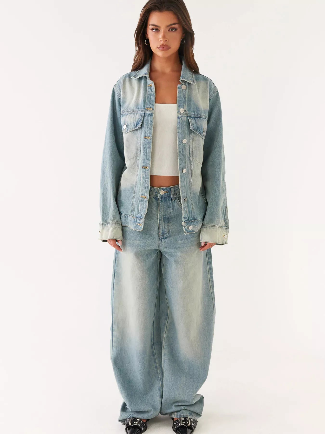 Hazel Blues® |  Button Up Denim Jacket and Jeans Set