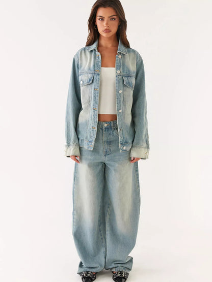 Hazel Blues® |  Button Up Denim Jacket and Jeans Set