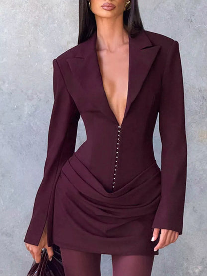 Hazel Blues® | Blazer-Style Long Sleeve Mini Dress