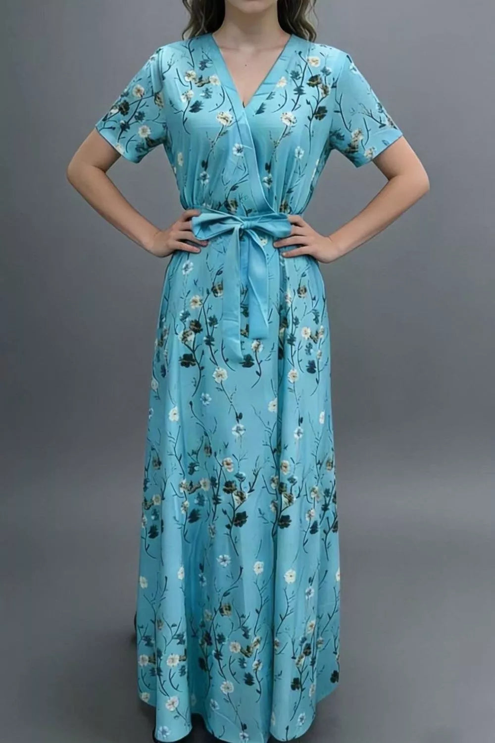 Hazel Blues® |  Floral Print Wrap Maxi Dress