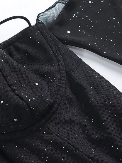 Hazel Blues® |  Glitter Mini Dress with Sleeves